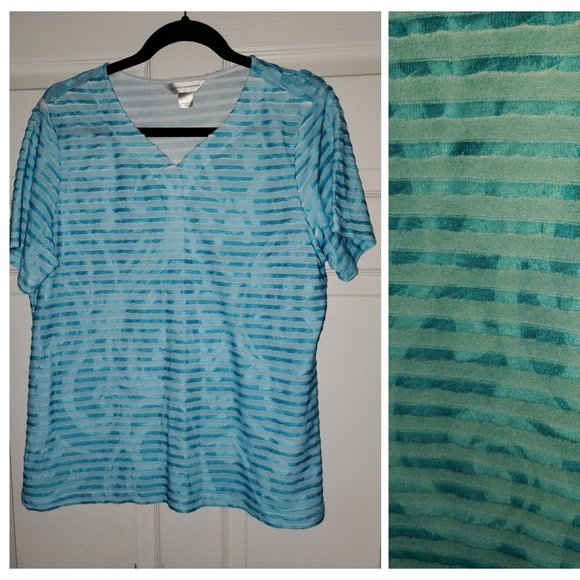 Large SOFT Burnt Velvet-like Short Sleeve shirt - Picture 1 of 1